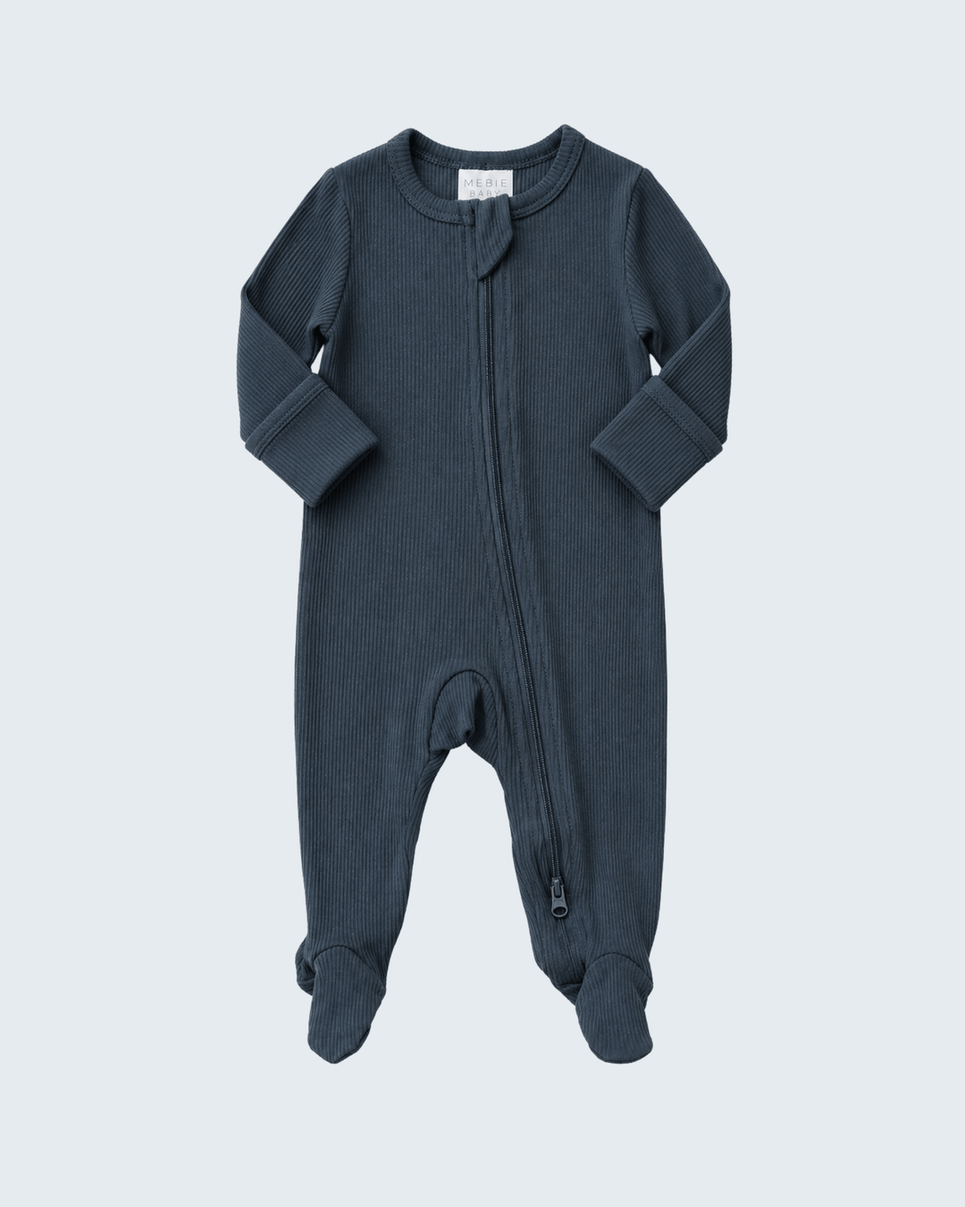 Charcoal Organic Cotton Ribbed Zipper Romper