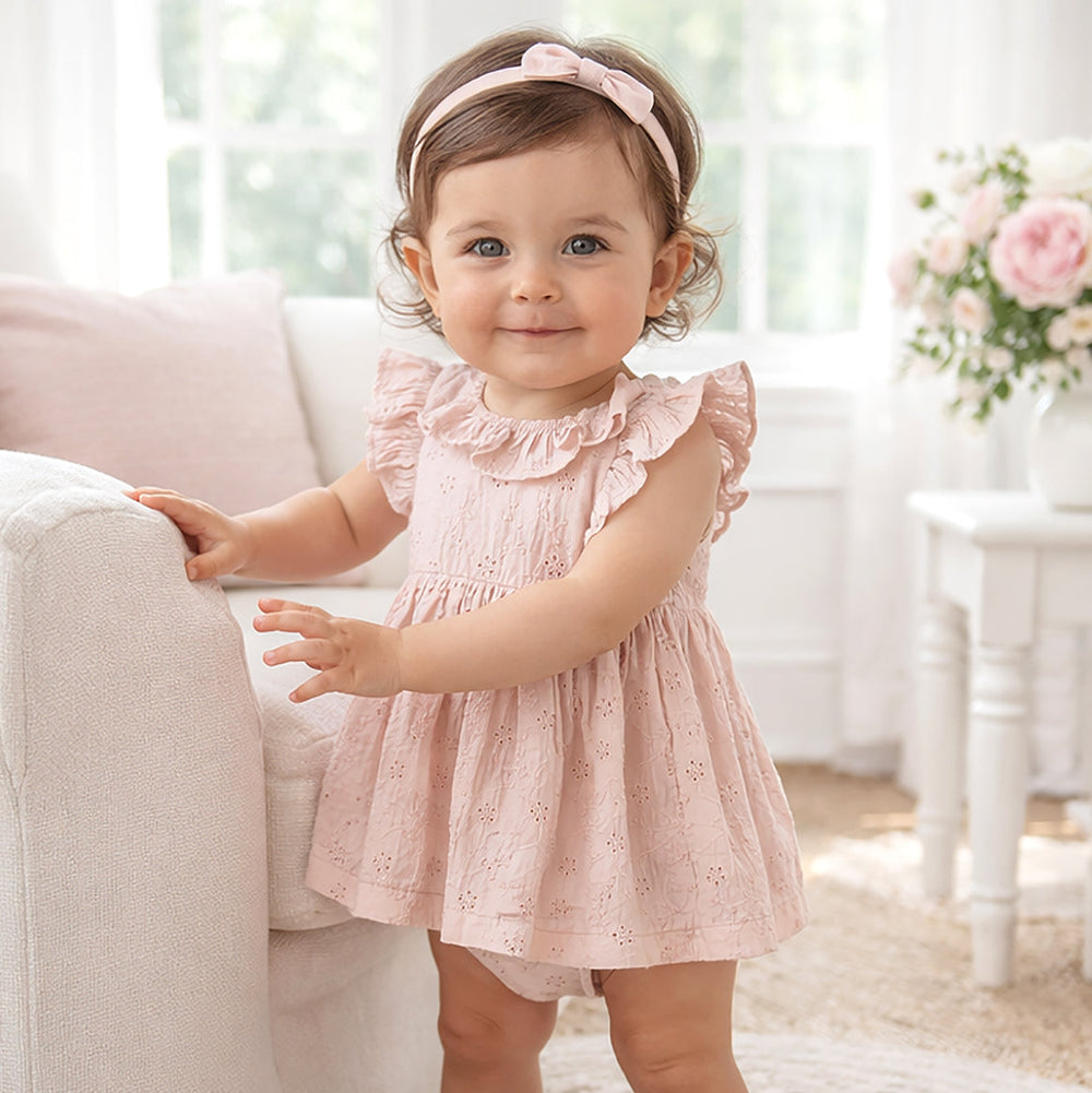 Pink Eyelet Skirted Baby Bodysuit