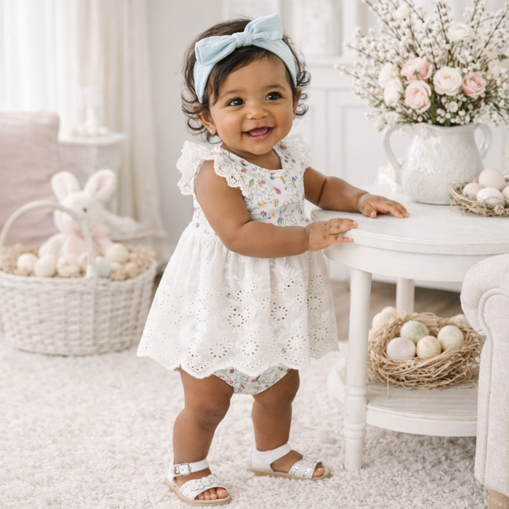 Bunny Garden Eyelet Skirted Bodysuit