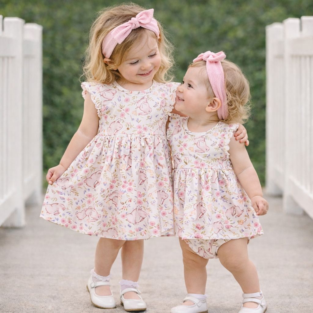 Bunny Blooms Bamboo Skirted Bodysuit