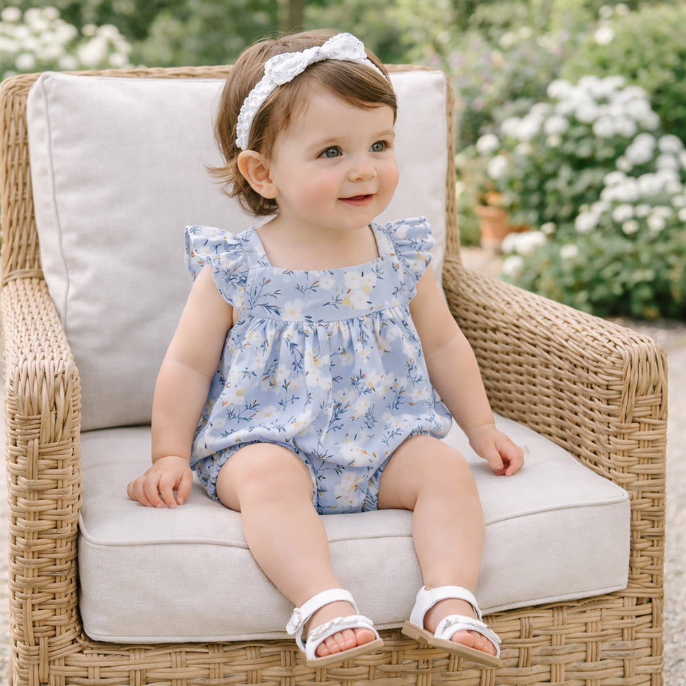 Blue Floral Bubble Romper
