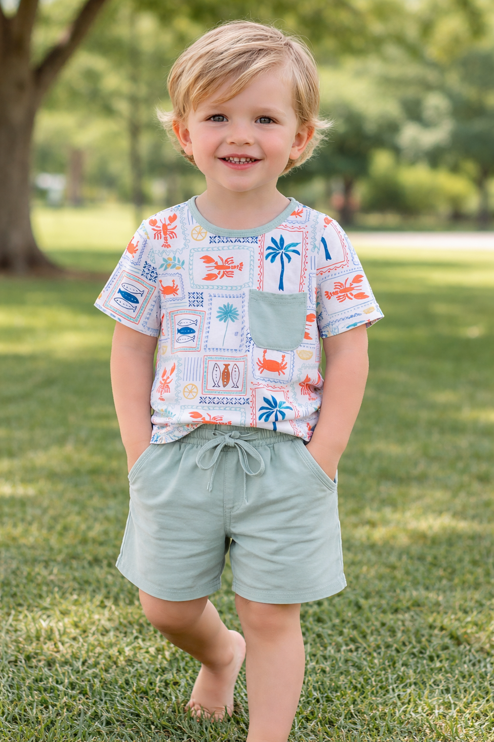 Coconut Trees Bamboo Pajama Set