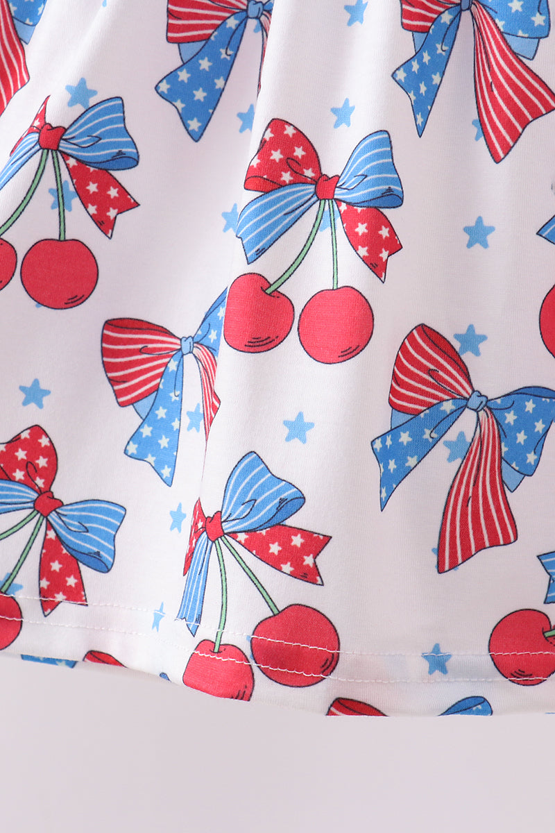 Cherry Bow Ruffle Shorts Set