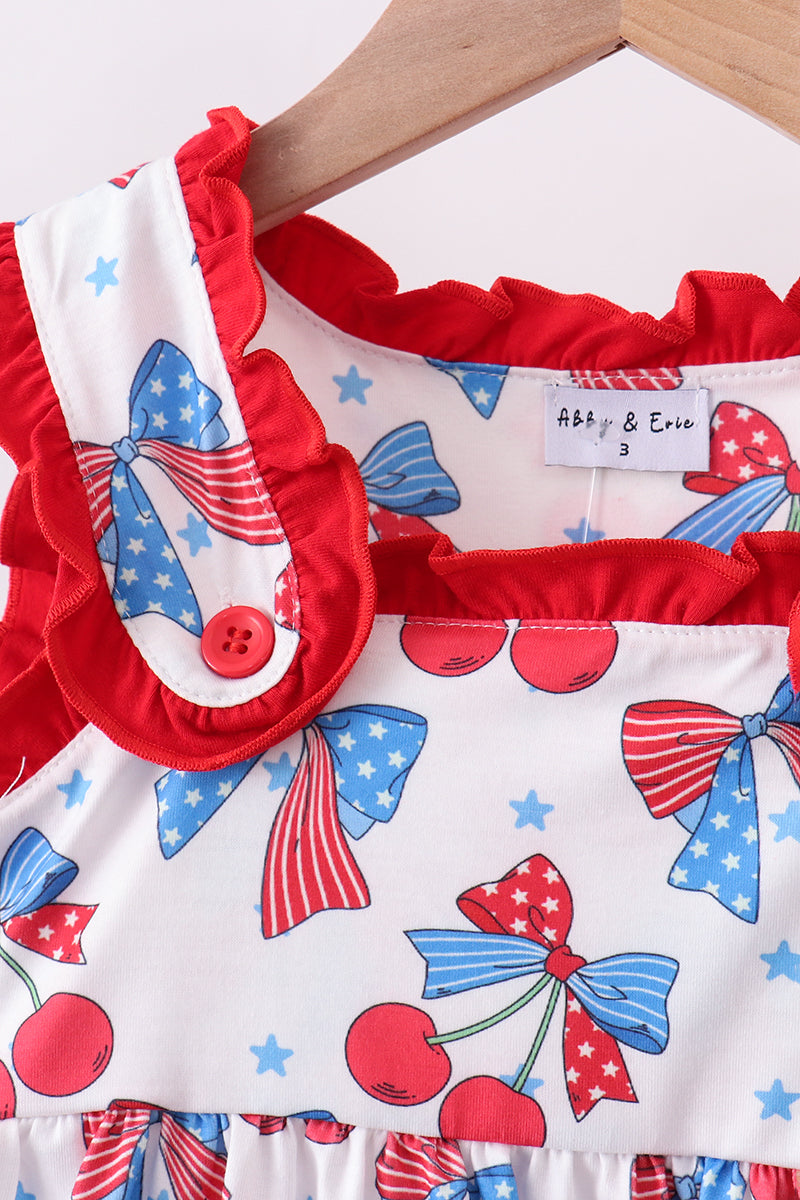 Cherry Bow Ruffle Shorts Set