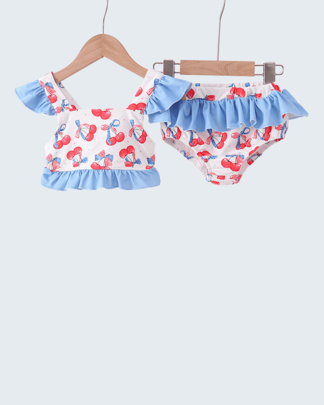 Cherry Print 2-Piece Ruffle Swimsuit