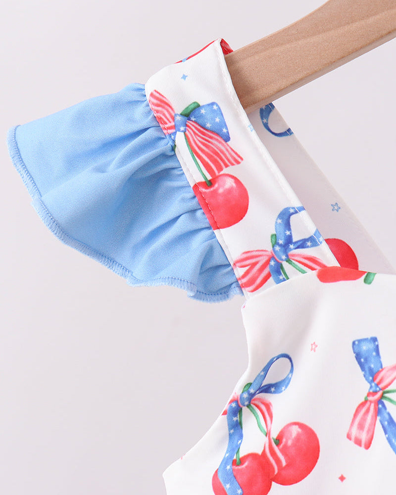 Cherry Print 2-Piece Ruffle Swimsuit