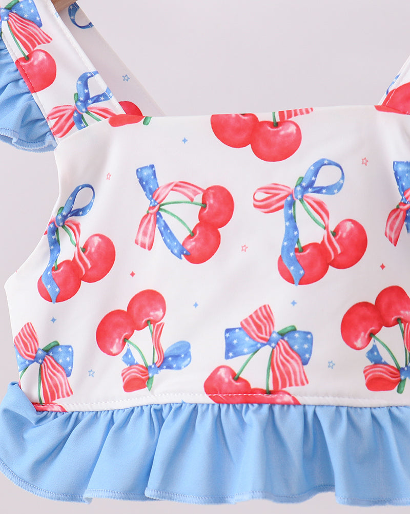 Cherry Print 2-Piece Ruffle Swimsuit
