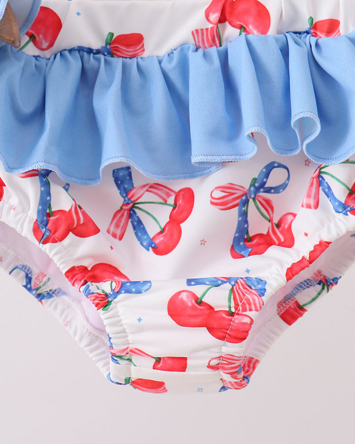 Cherry Print 2-Piece Ruffle Swimsuit