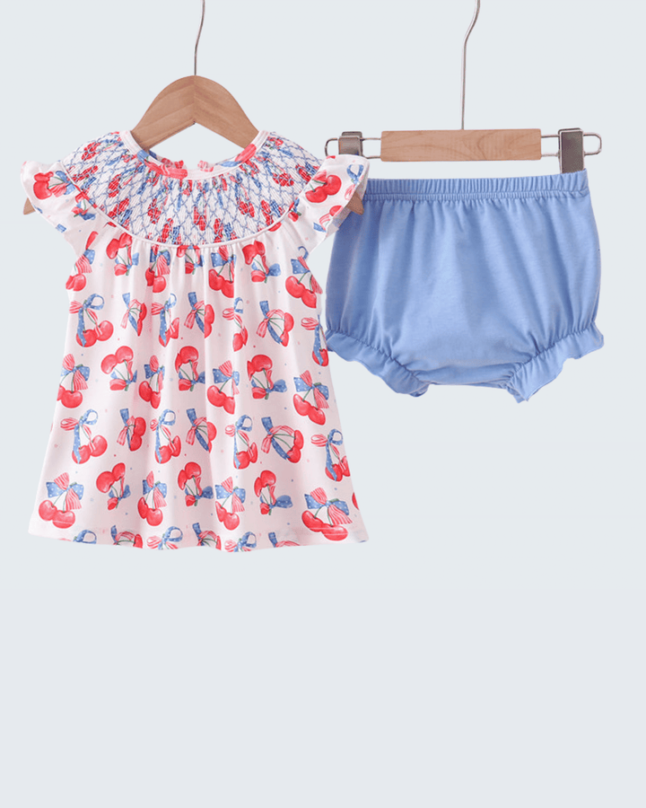 Cherry Smocked Bloomer Set