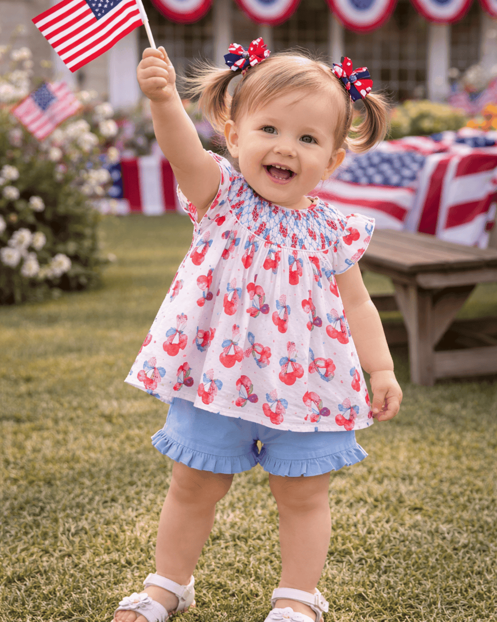 Cherry Smocked Bloomer Set