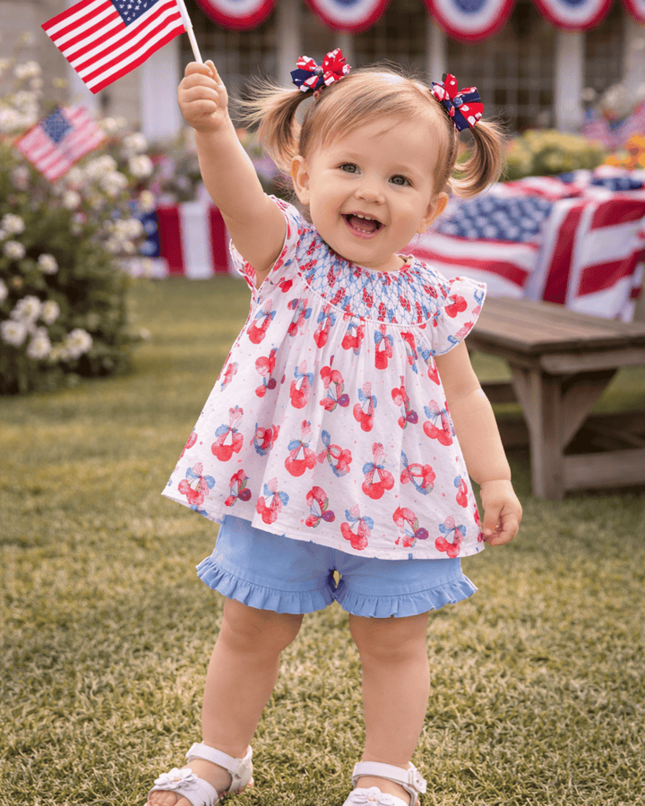 Cherry Smocked Bloomer Set
