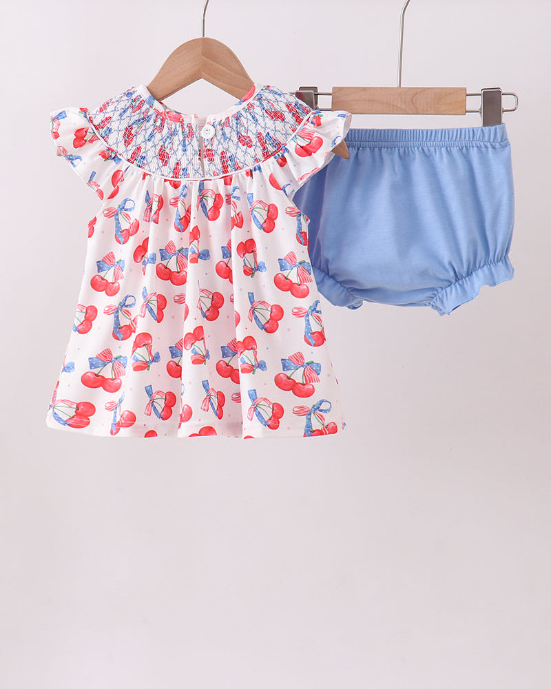 Cherry Smocked Bloomer Set