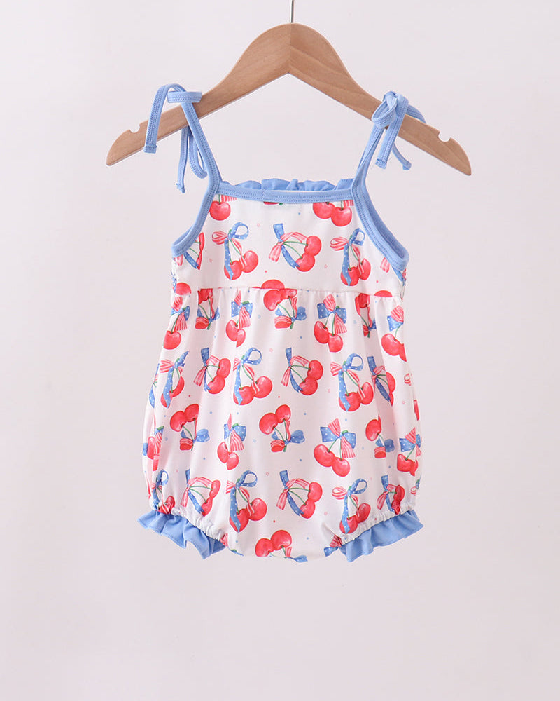 Cherry Smocked Ruffle Bubble