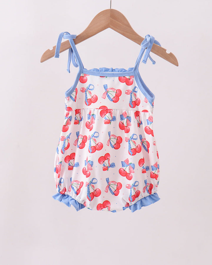 Cherry Smocked Ruffle Bubble