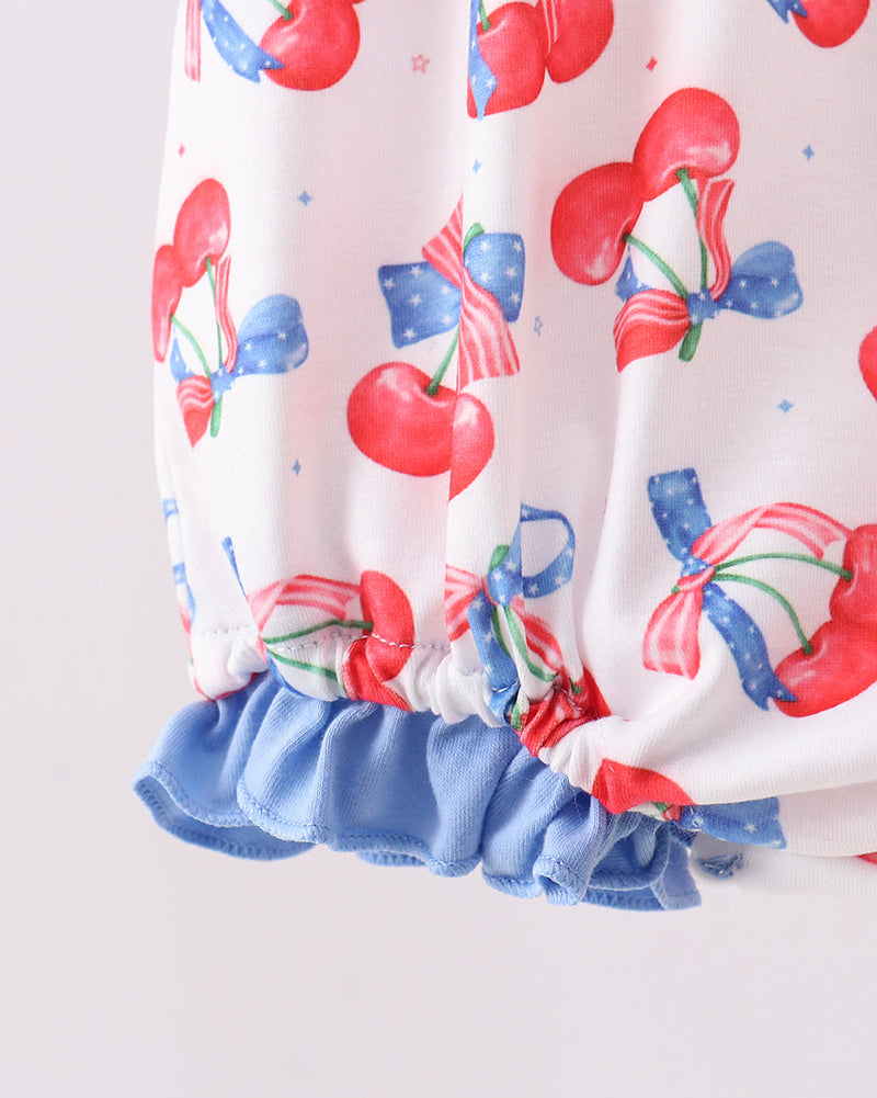 Cherry Smocked Ruffle Bubble