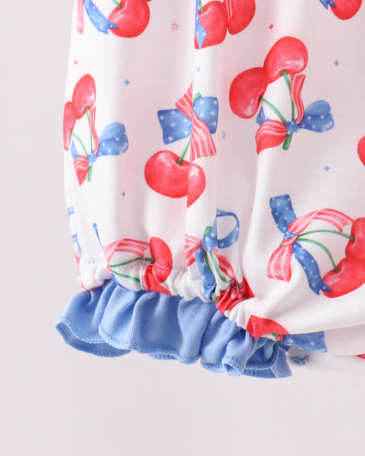 Cherry Smocked Ruffle Bubble