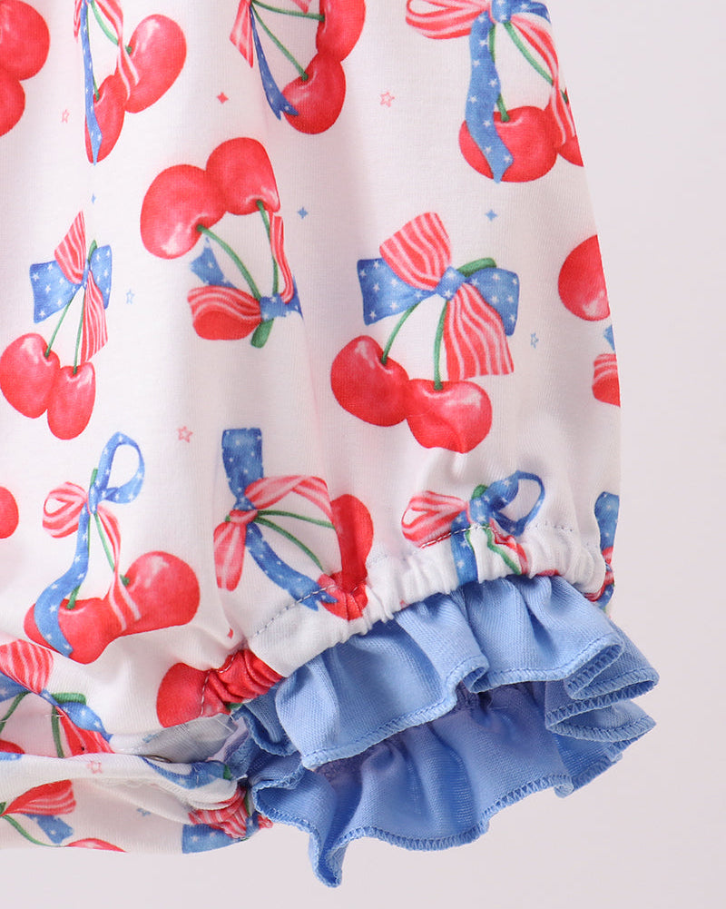 Cherry Smocked Ruffle Bubble