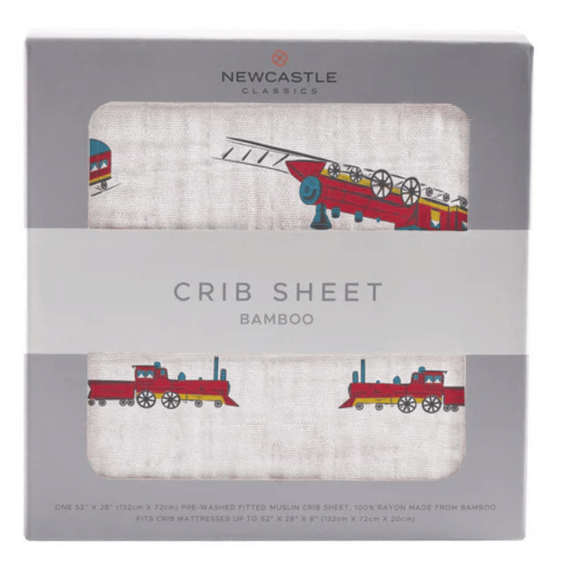 Vintage Steam Train Bamboo Crib Sheet