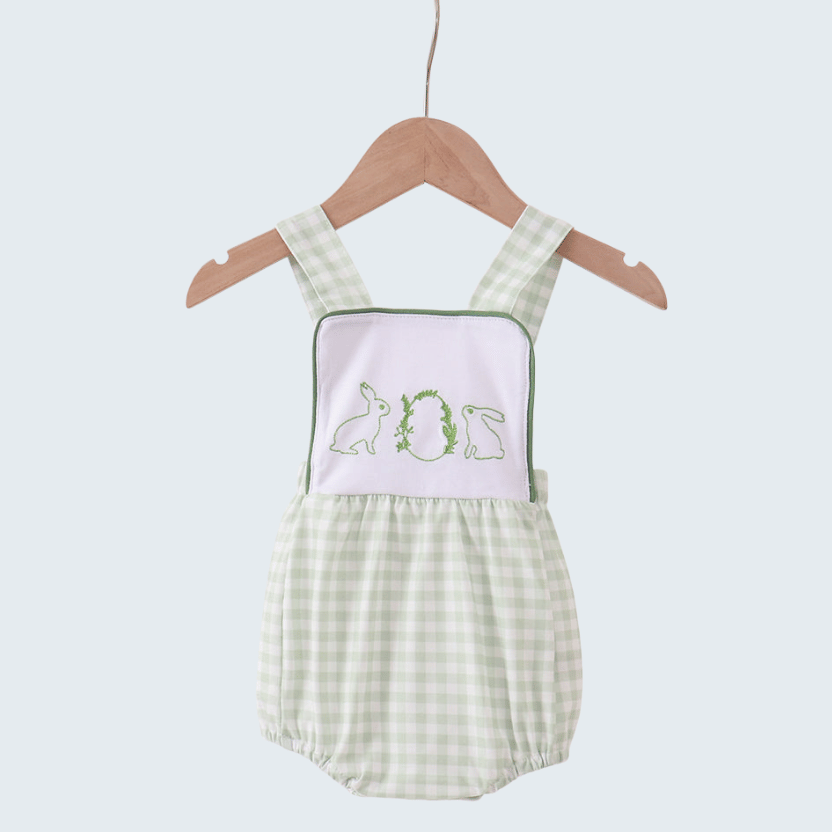 Bunny Embroidered Gingham Bubble