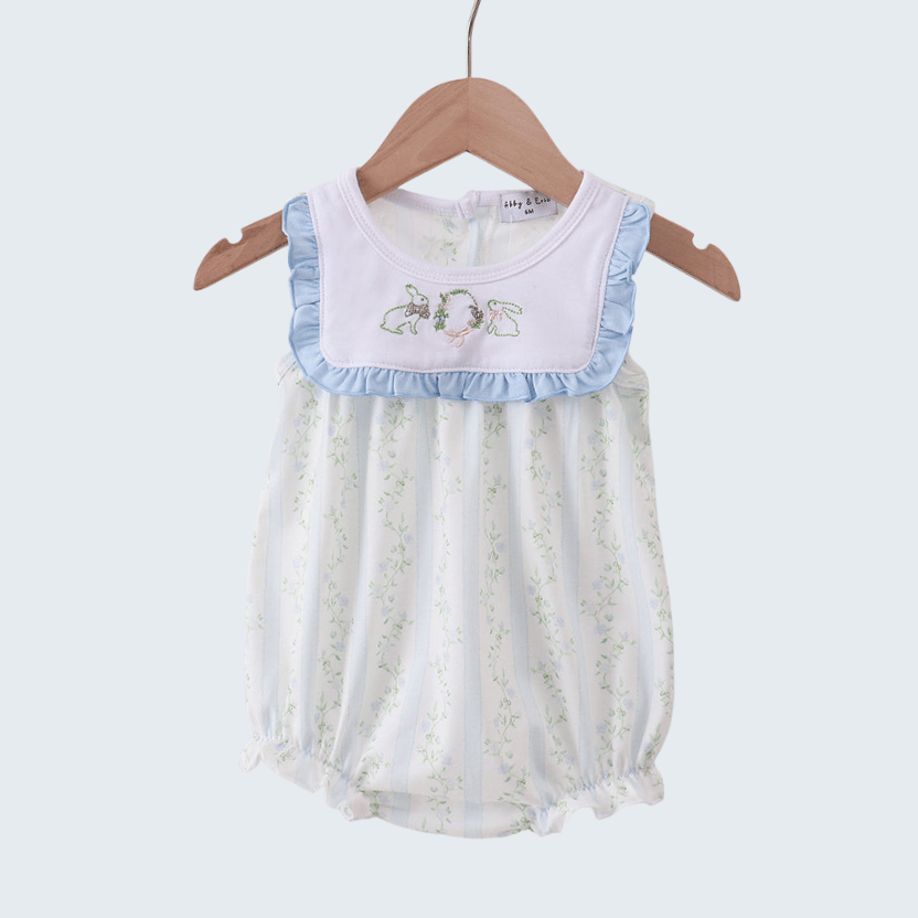 Floral Bunny Embroidered Ruffle Bubble