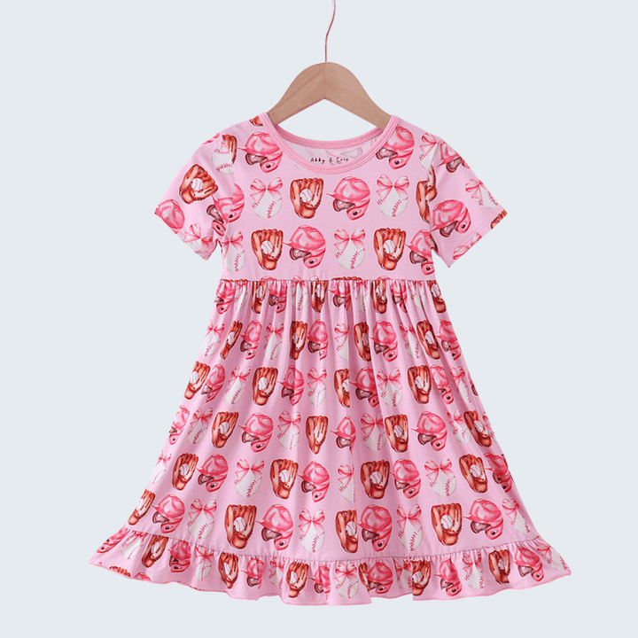Pink Bow Baseball Bamboo Dress