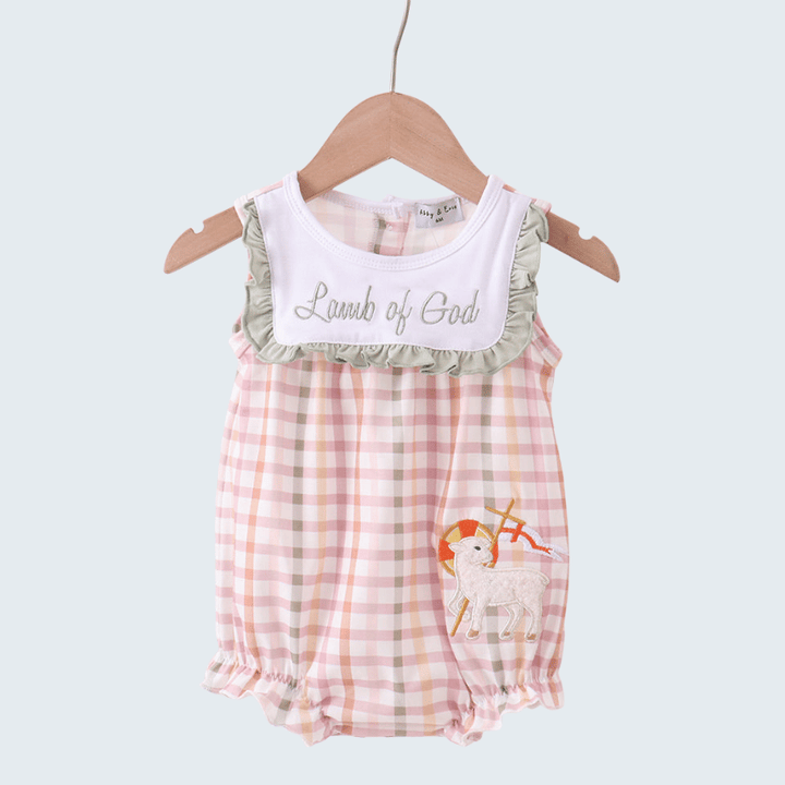 Lamb Of God Applique Plaid Bubble