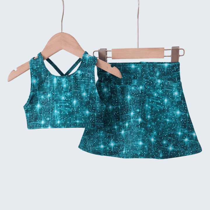 Teal Glitter Active Skort Set