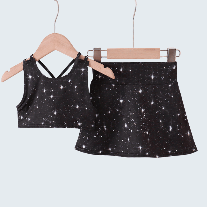 Black Glitter Active Skort Set