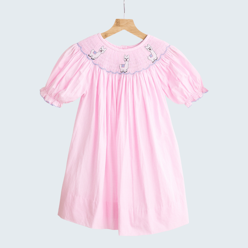 Pink Hand Smocked Gingham Dress