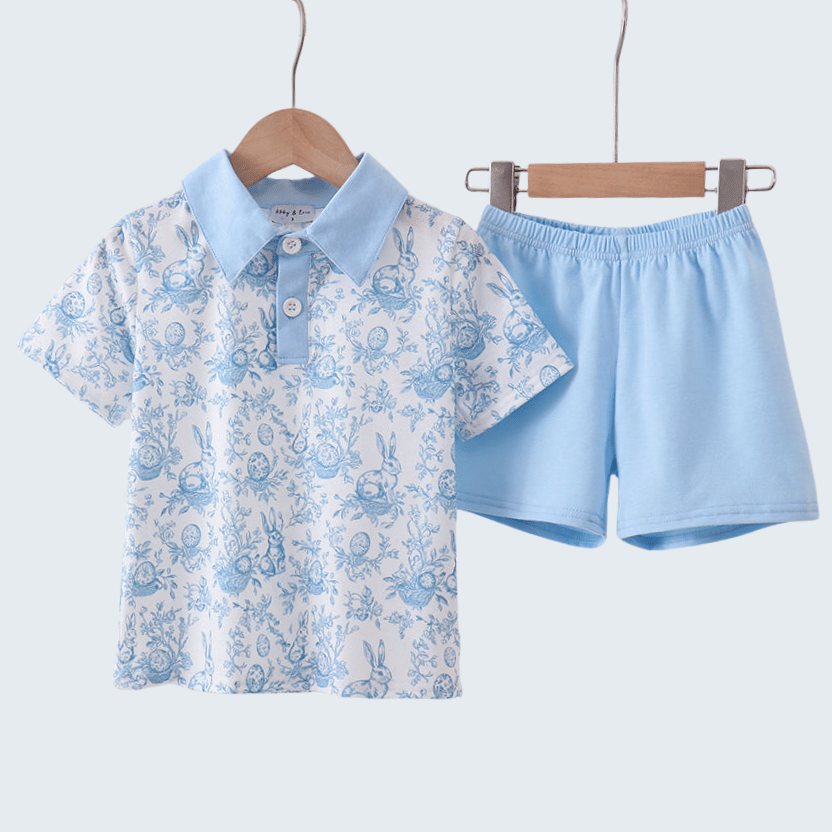 Blue Bunny Egg Shorts Set