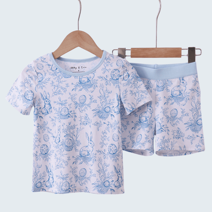 Blue Bunny Egg Bamboo Pajama Shorts Set