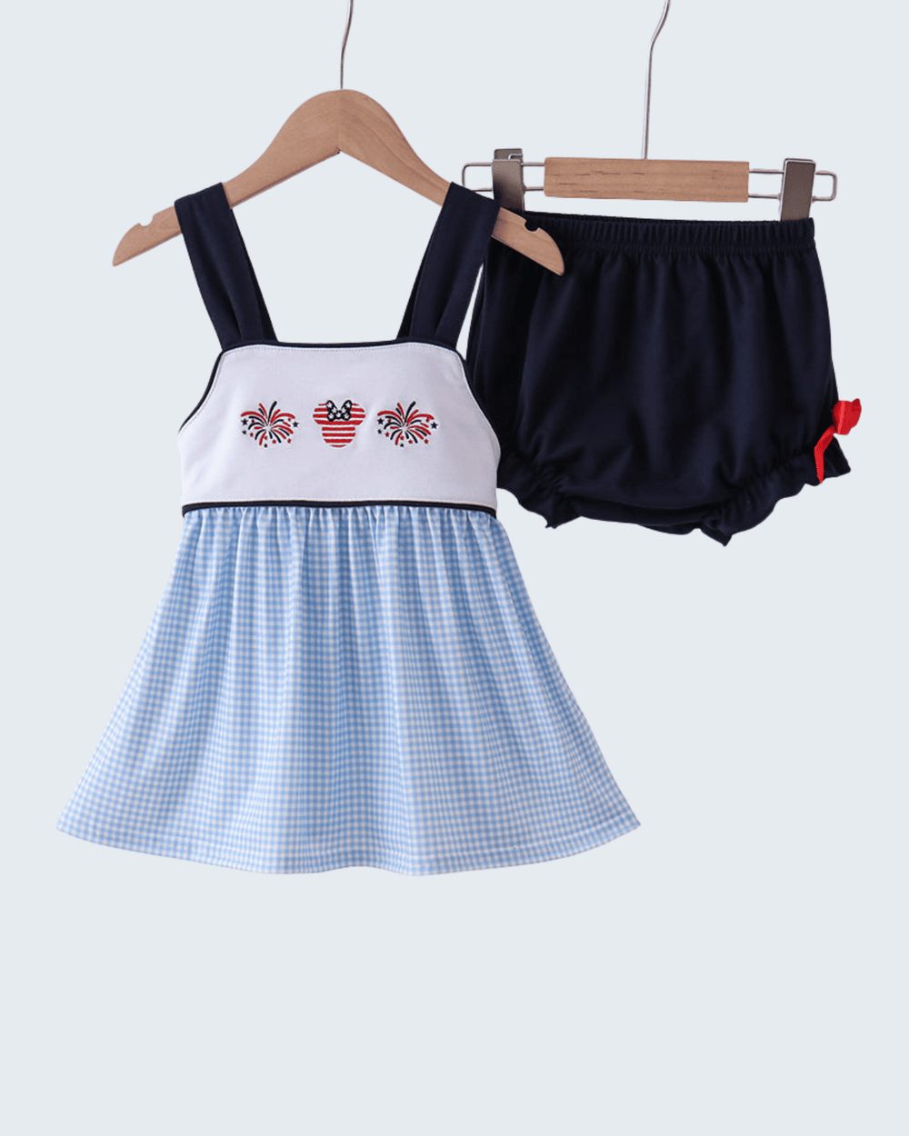 Character Fireworks Embroidered Gingham Bloomer Set