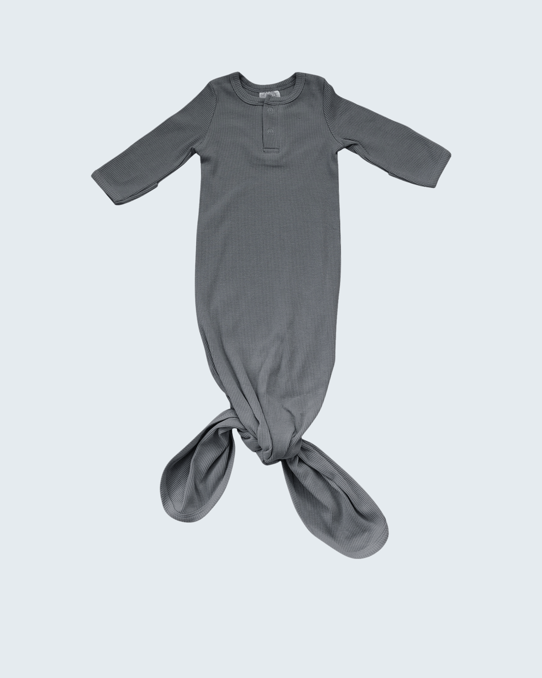 Grey Organic Cotton Ribbed Knot Gown