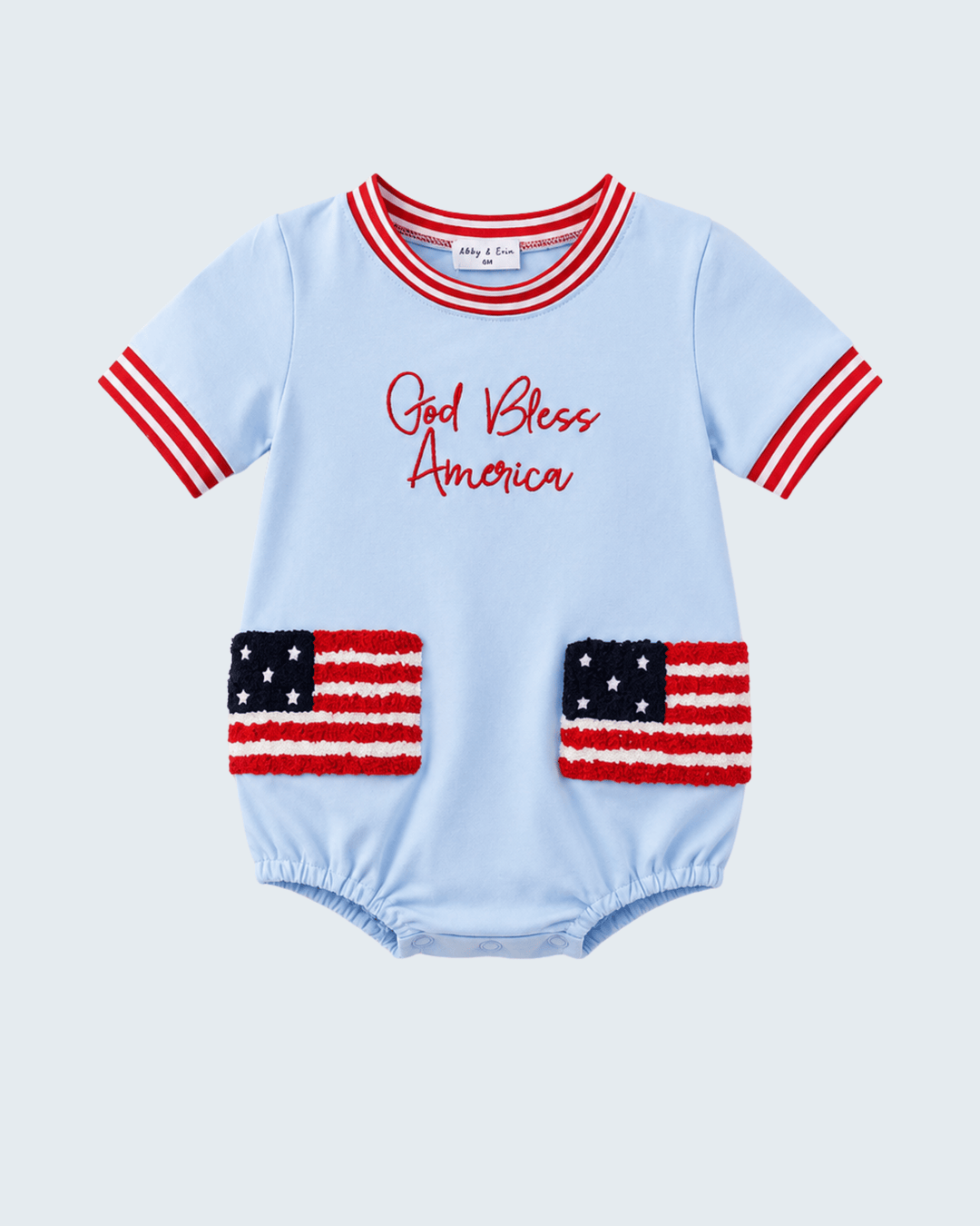 Blue God Bless America Flag French Knot Bubble