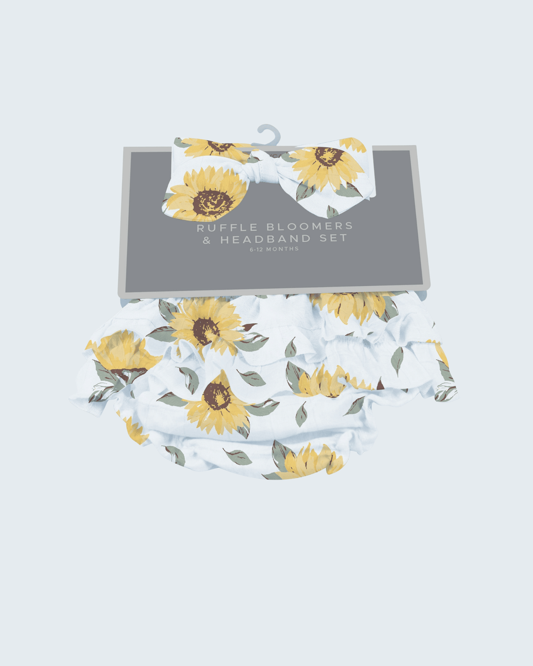 Sunflower ruffle bloomers and matching headband set with white fabric