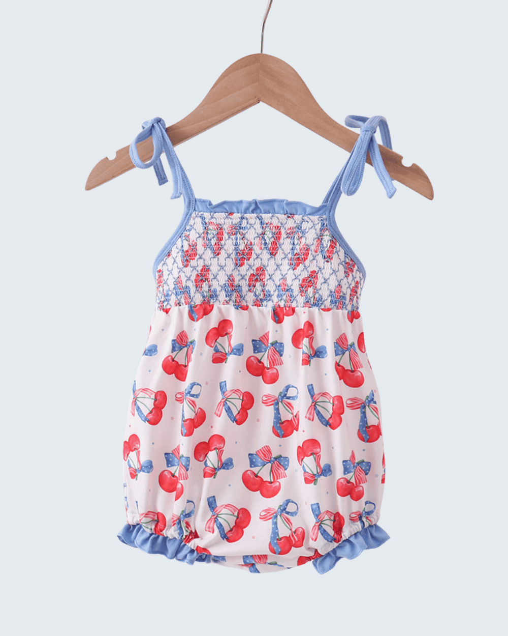 Cherry Smocked Ruffle Bubble