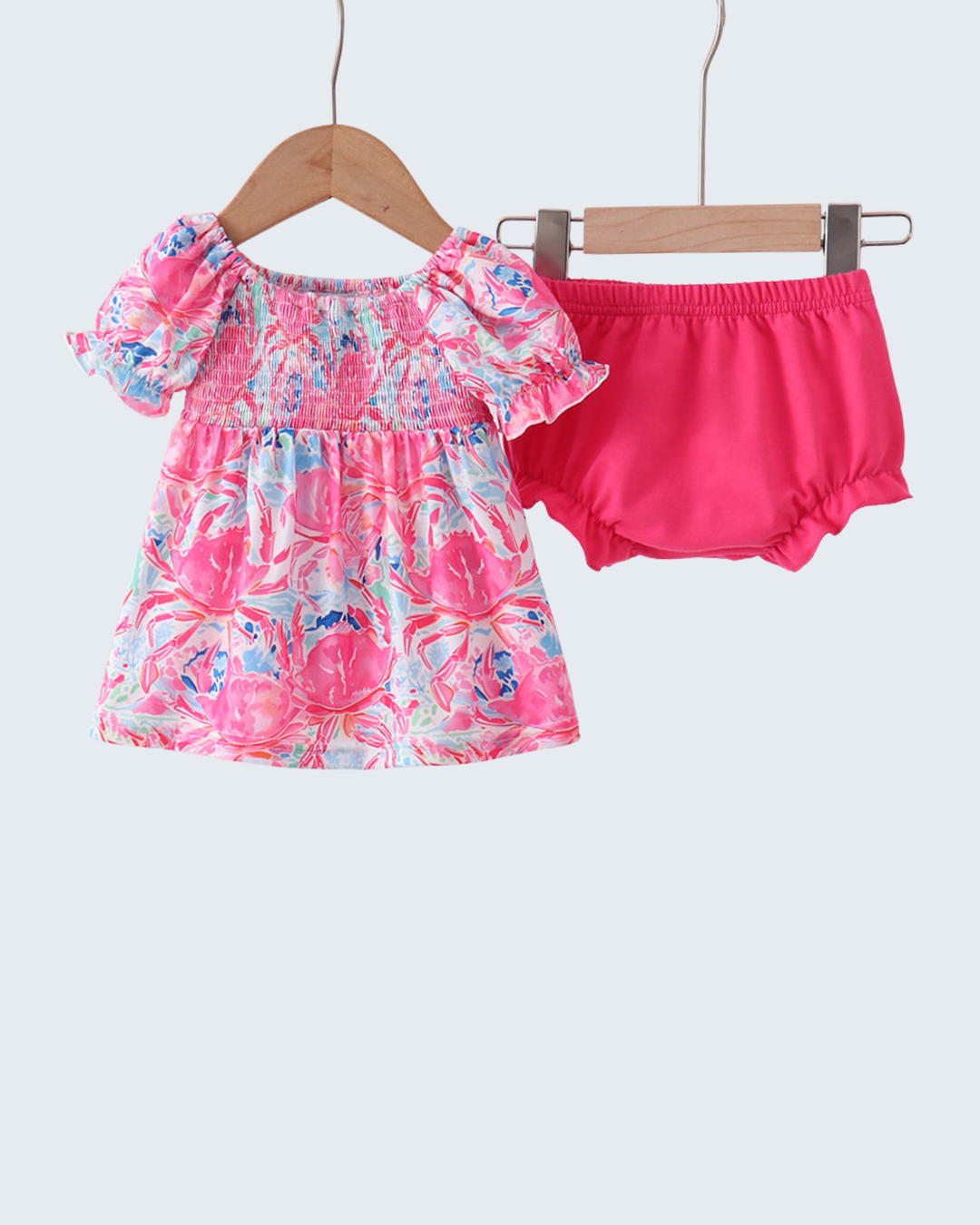 Floral Smocked Ruffle Bloomer Set
