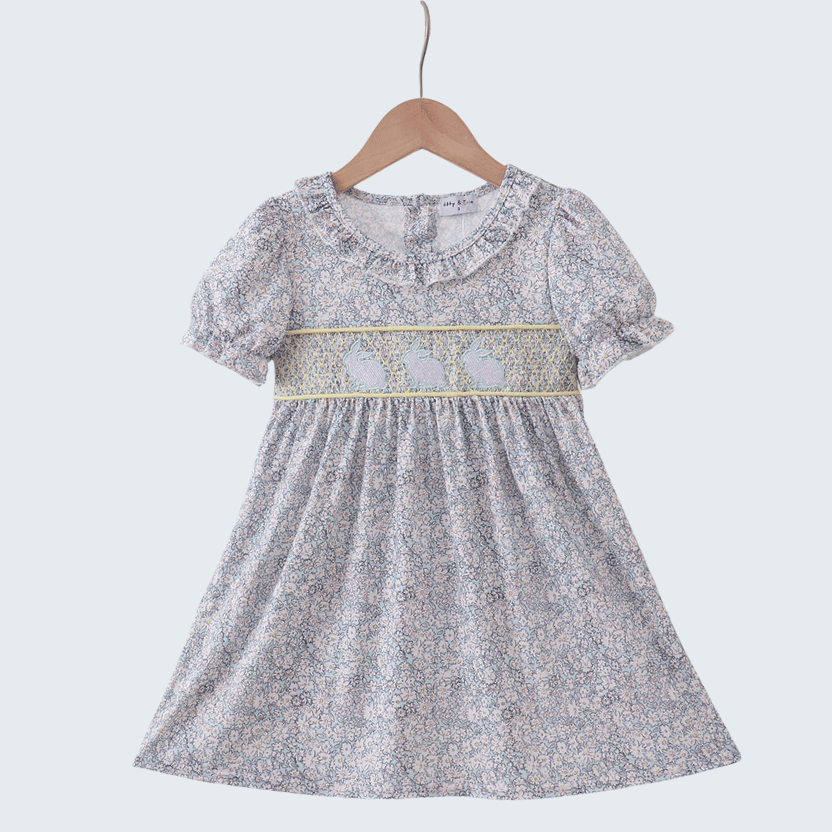 Floral Bunny Smocked Dress