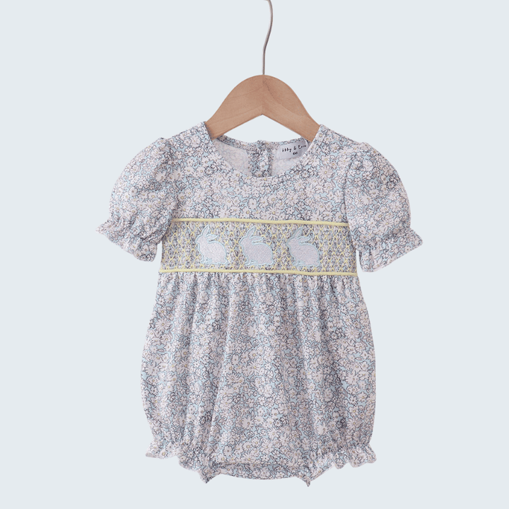 Floral Bunny Smocked Bubble