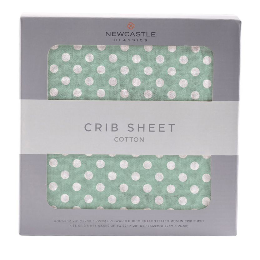 Polka Dot Cotton Muslin Crib Sheet