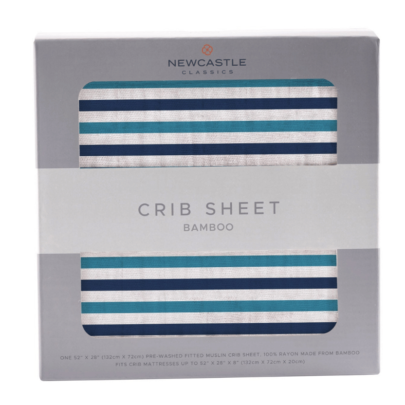 Blue and White Stripe Bamboo Crib Sheet