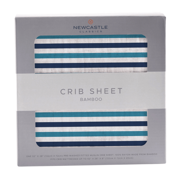 Blue and White Stripe Bamboo Crib Sheet