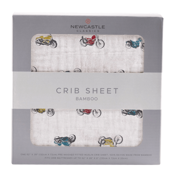 Vintage Motorcycles Bamboo Muslin Crib Sheet
