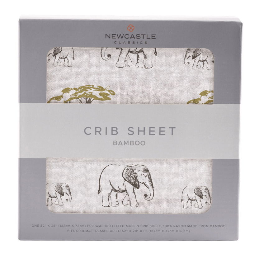 Rhinos and Elephants Bamboo Muslin Crib Sheet