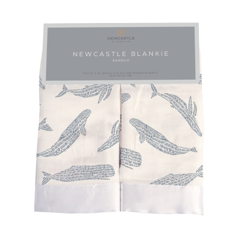 Blue Shadow Whales Bamboo Newcastle Blankie