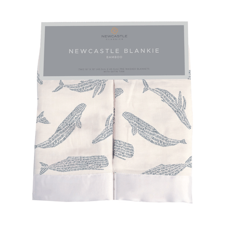 Blue Shadow Whales Bamboo Newcastle Blankie