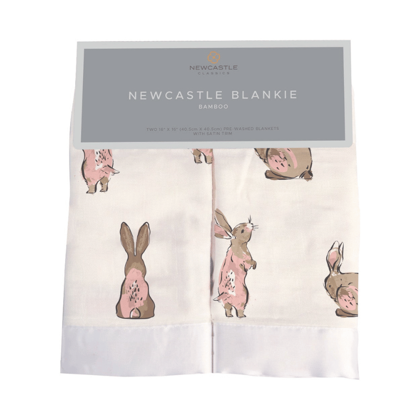 Powder Pink Bunnies Bamboo Newcastle Blankie