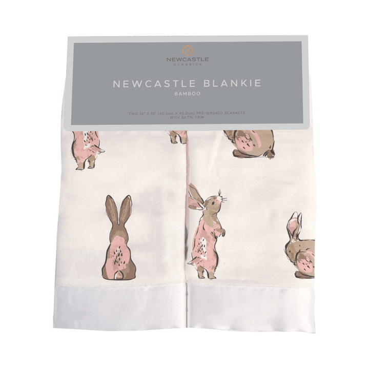 Powder Pink Bunnies Bamboo Newcastle Blankie