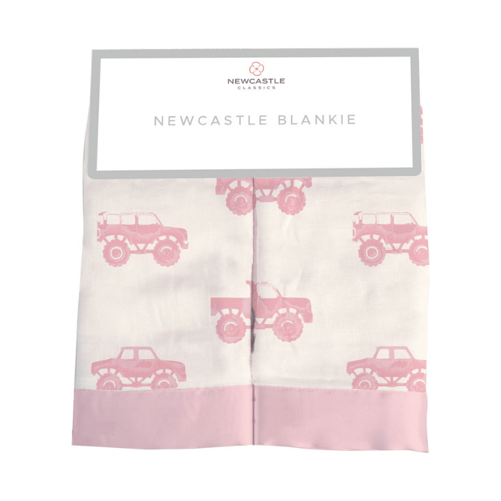 Pink Monster Trucks Bamboo Newcastle Blankie