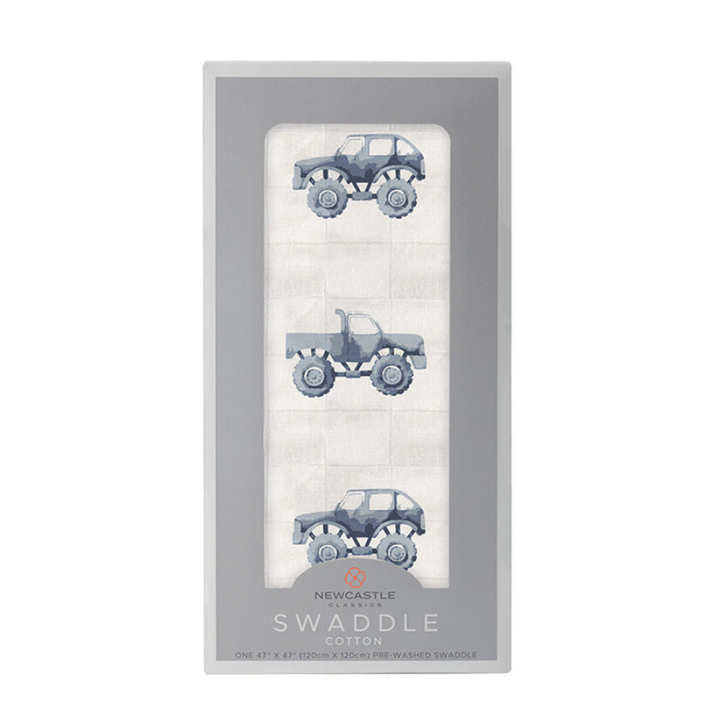 Indigo Monster Trucks Cotton Swaddle